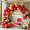 Red and Gold Balloon Garland Double Stuffed Ruby Red Gold Balloons Arch Kit With Mylar Balloon
